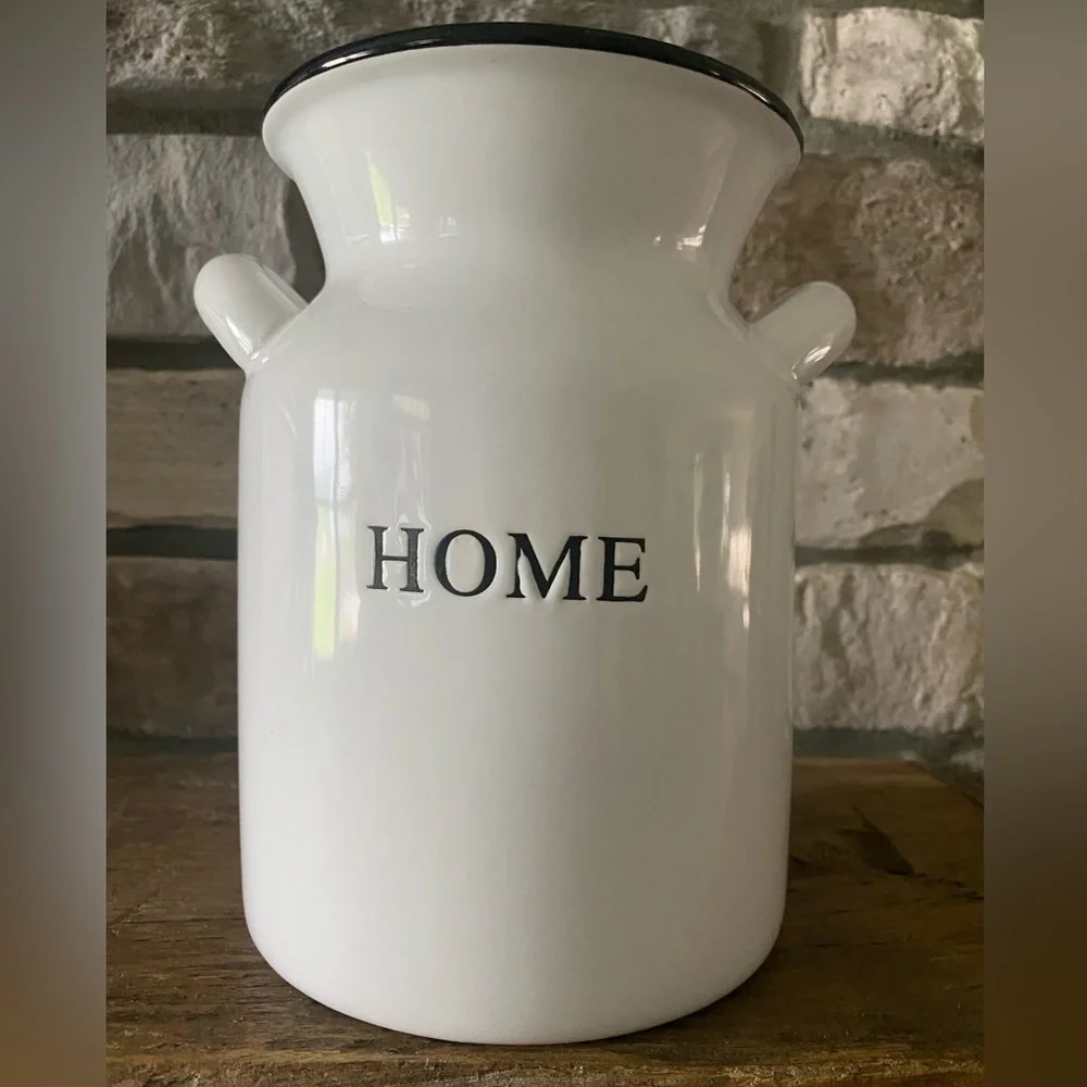New! Food Network Utensil Crock‎ Farmhouse Black & White